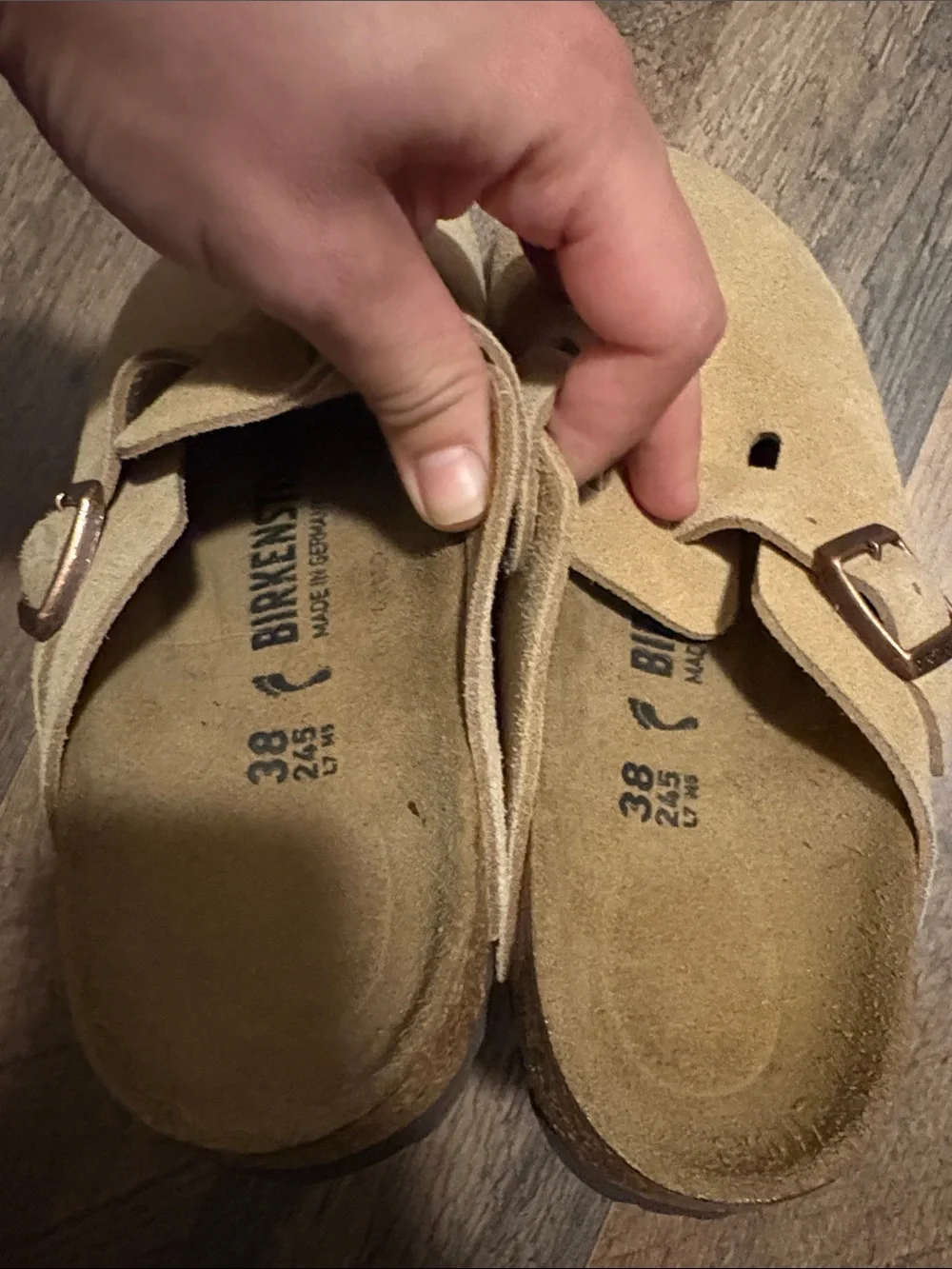 Birkenstock Bostons Tan Suede Slip-On Clogs in Camel - Picture 11 of 14